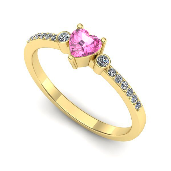 Inel din aur galben cu safir roz