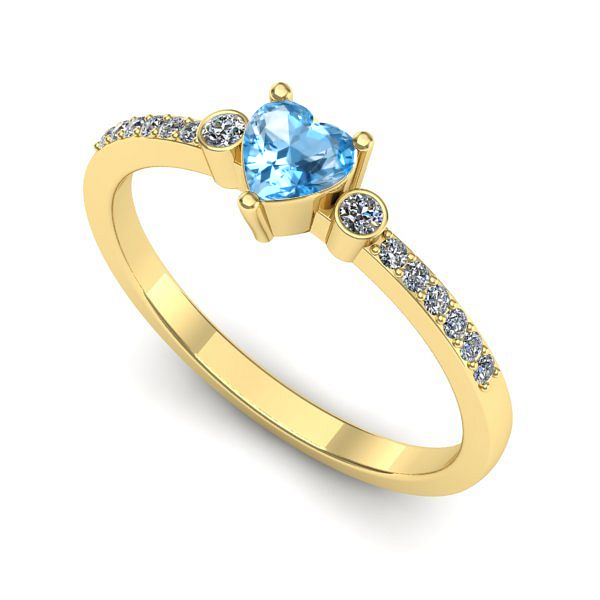 Inel de logodna din aur galben cu topaz blue