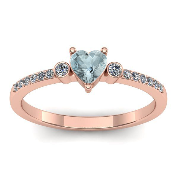 Inel logodna cu aquamarin inima