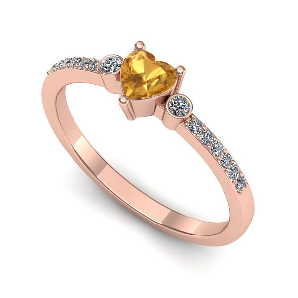 Inel din aur roz cu citrin