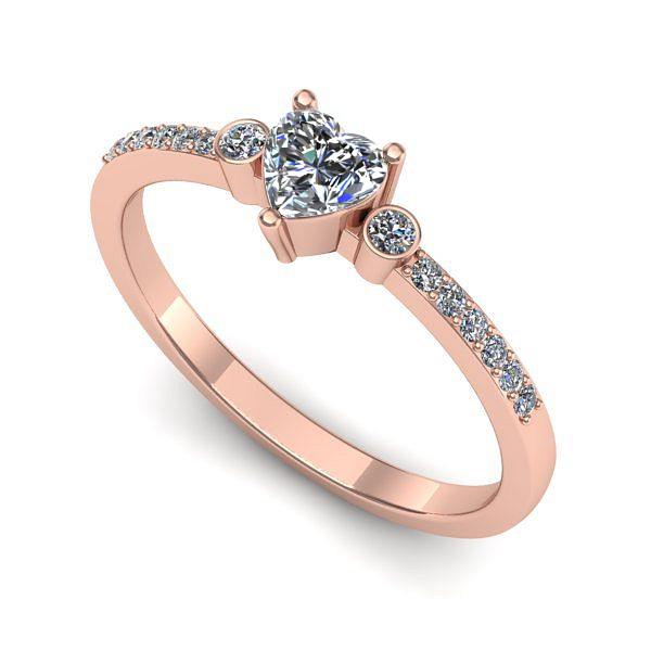 Inel logodna din aur roz cu diamant