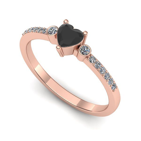 Inel de logodna din aur roz cu diamant negru