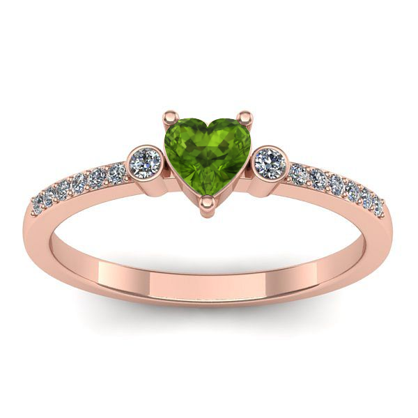 Inel de logodna cu peridot inima