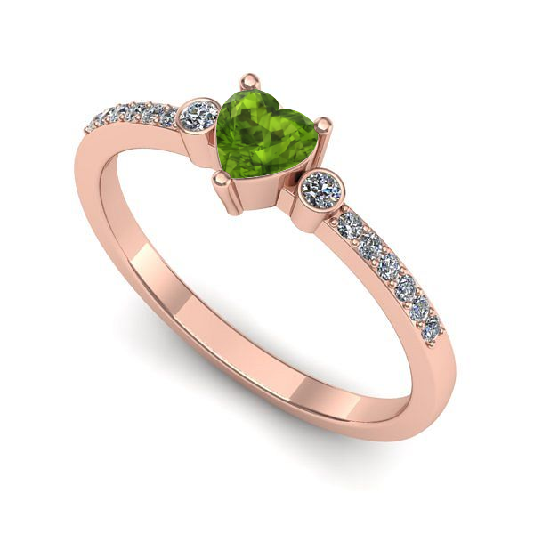 Inel logodna din aur roz cu peridot
