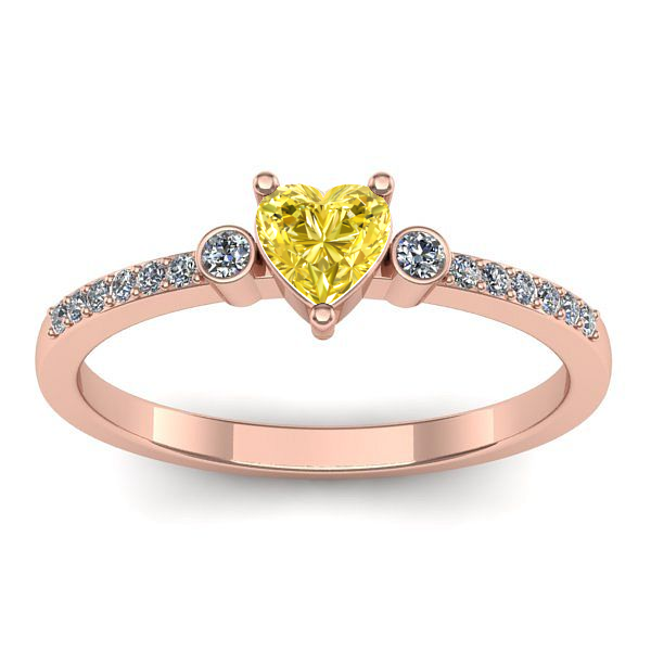 Inel logodna cu safir galben inima