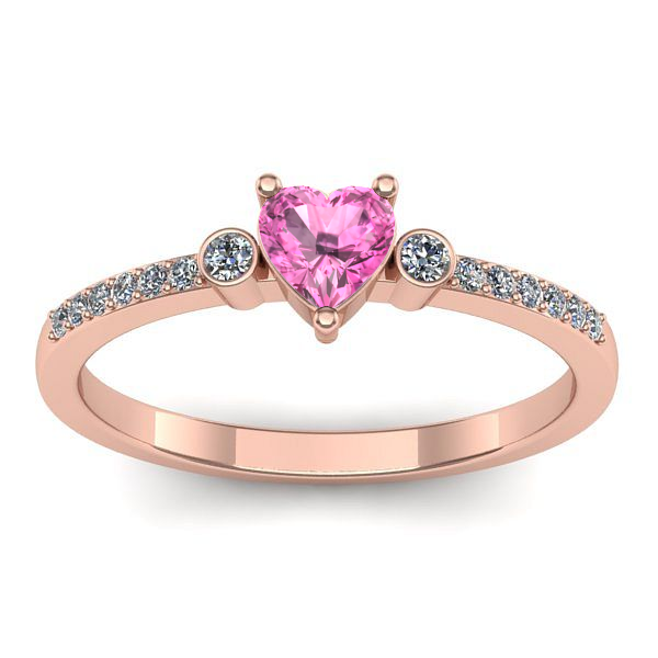 Inel logodna cu safir roz inima