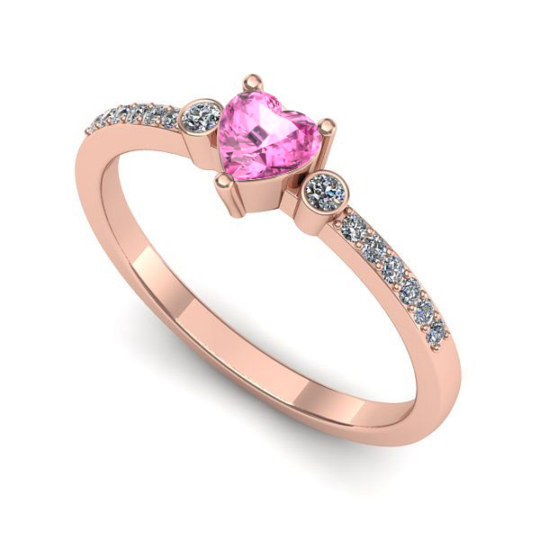 Inel din aur roz cu safir roz