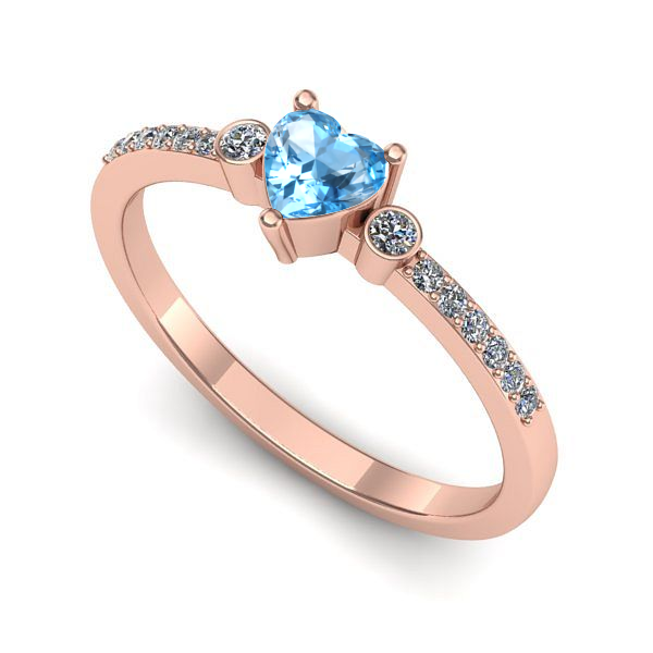 Inel logodna din aur roz cu topaz blue