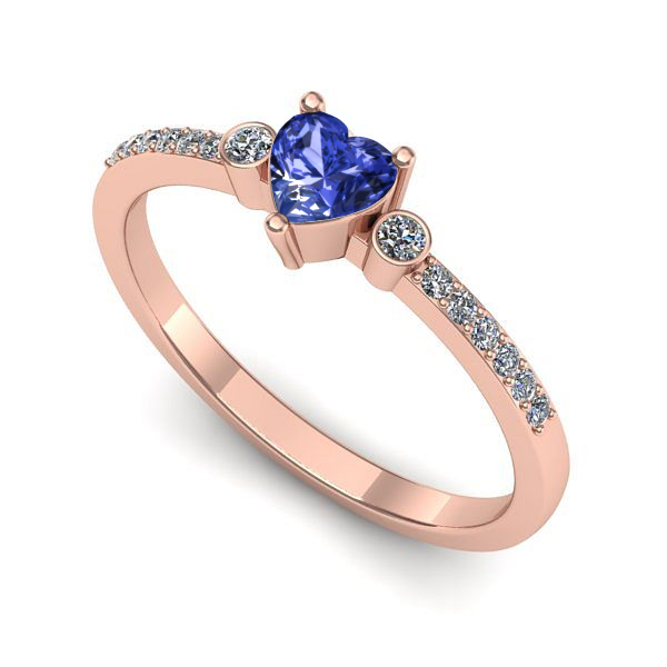Inel din aur roz cu tanzanit