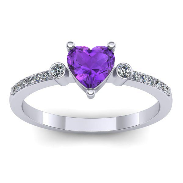 Inel de logodna cu ametist inima