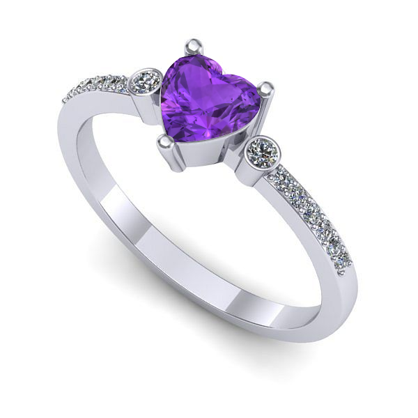 Inel din aur alb cu ametist