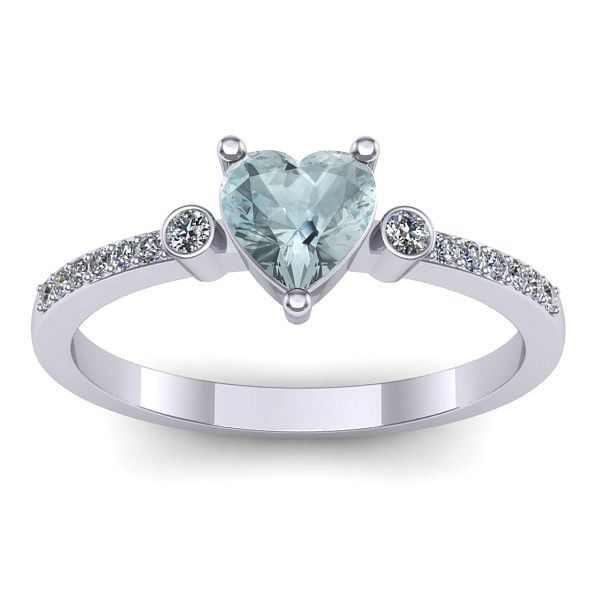 Inel de logodna cu aquamarin inima