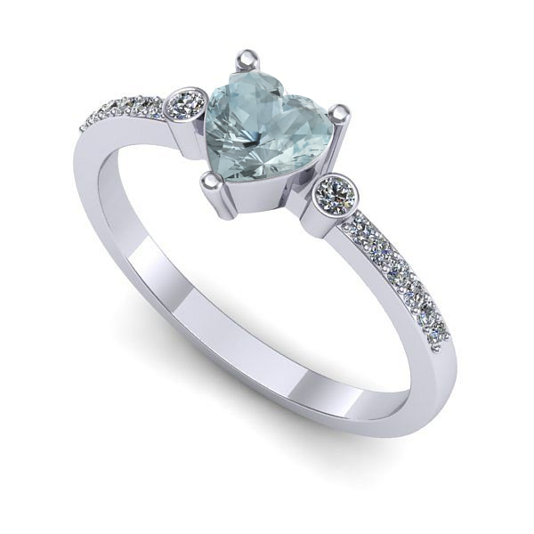 Inel de logodna din aur alb cu aquamarin