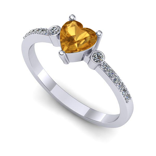 Inel de logodna din aur alb cu citrin