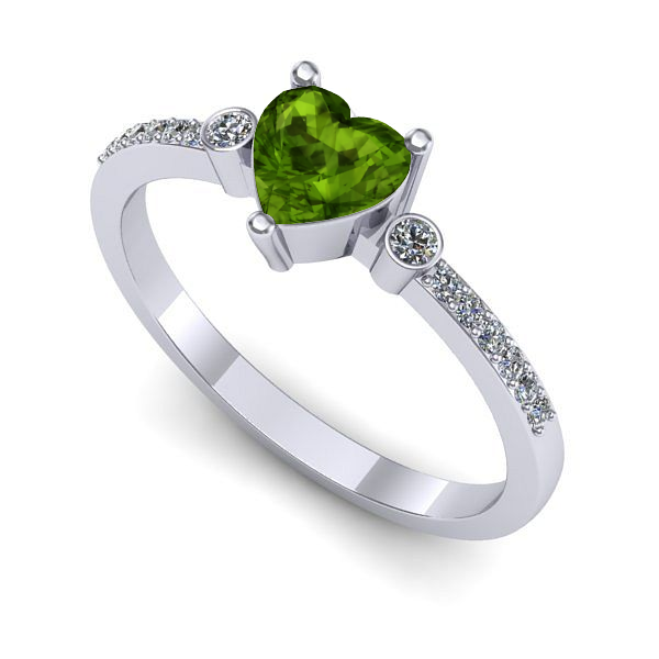 Inel logodna din aur alb cu peridot