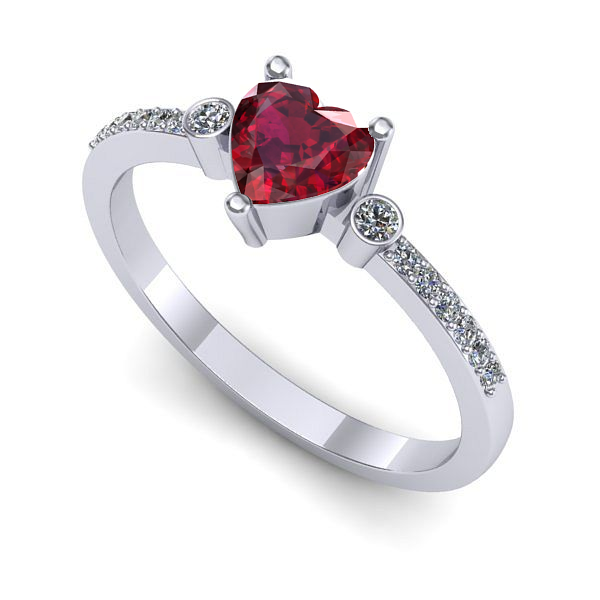 Inel logodna din aur alb cu rubin