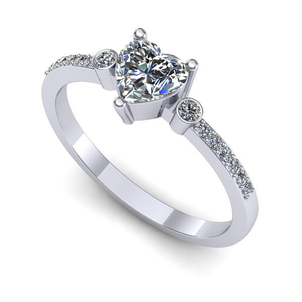 Inel logodna din aur alb cu safir alb