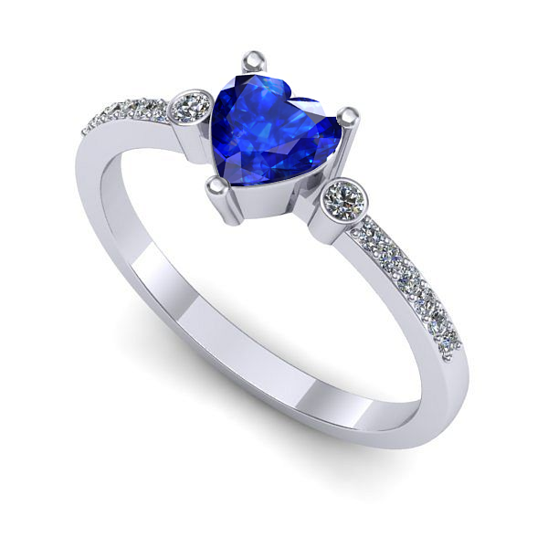 Inel din aur alb cu safir