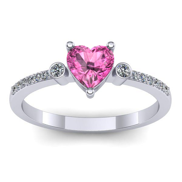 Inel cu safir roz inima
