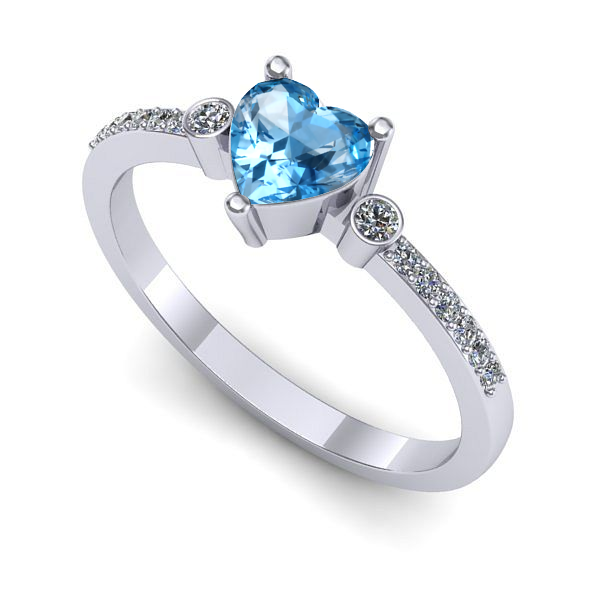 Inel logodna din aur alb cu topaz blue