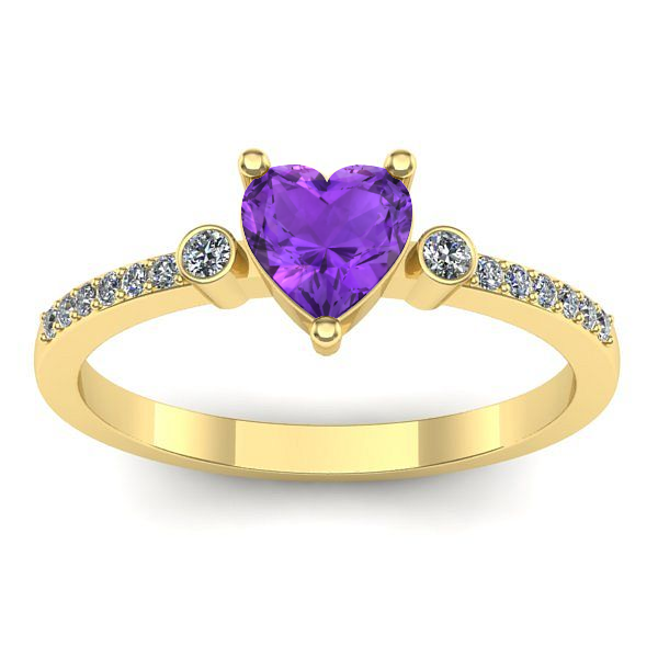 Inel logodna cu ametist inima