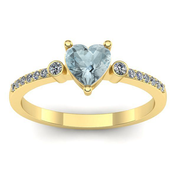 Inel logodna cu aquamarin inima