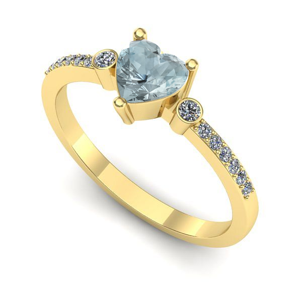 Inel din aur galben cu aquamarin