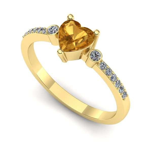 Inel logodna din aur galben cu citrin