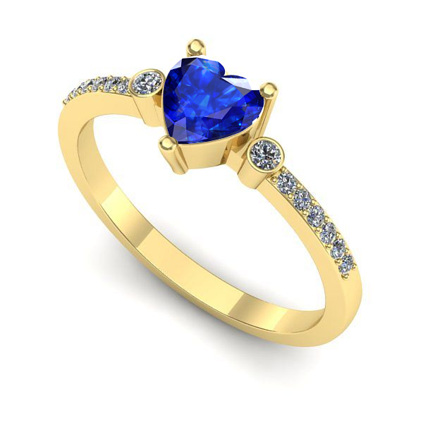 Inel logodna din aur galben cu safir