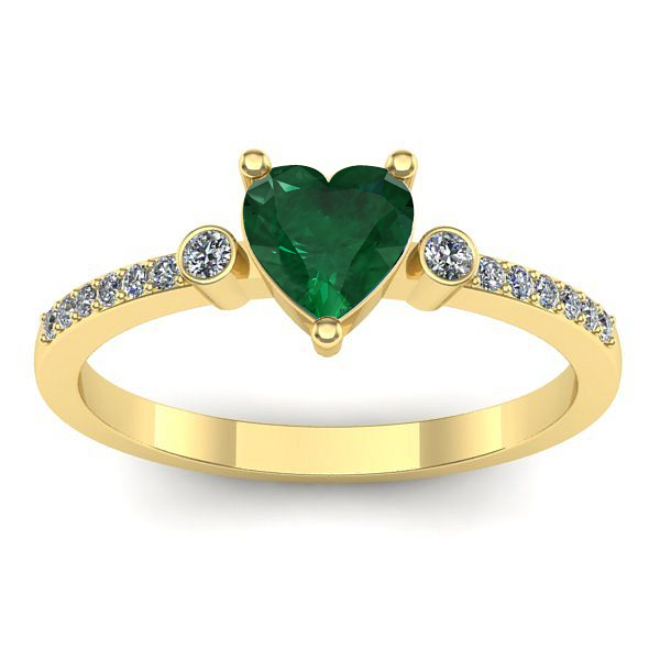 Inel logodna cu smarald inima