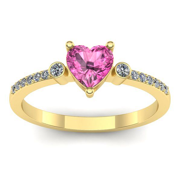 Inel de logodna cu safir roz inima