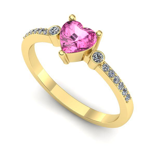 Inel logodna din aur galben cu safir roz
