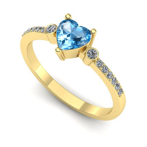 Inel de logodna din aur galben cu topaz blue