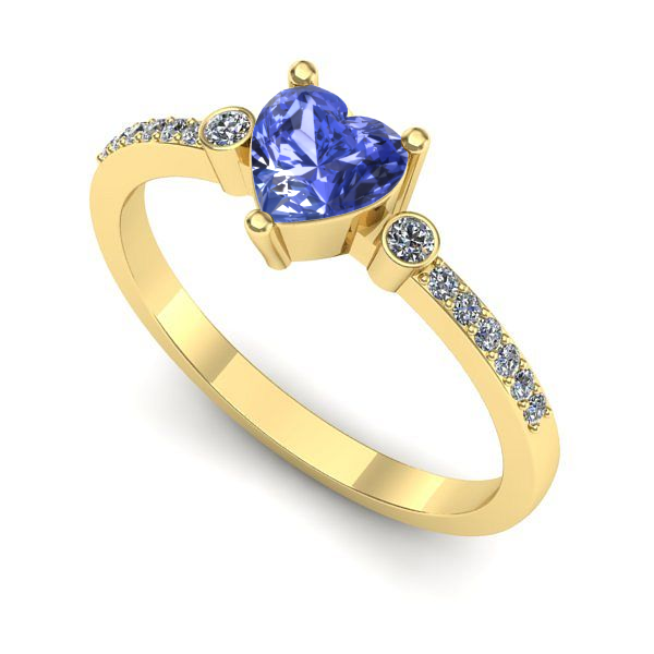 Inel de logodna din aur galben cu tanzanit