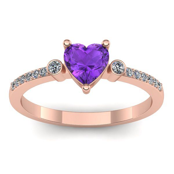 Inel de logodna cu ametist inima