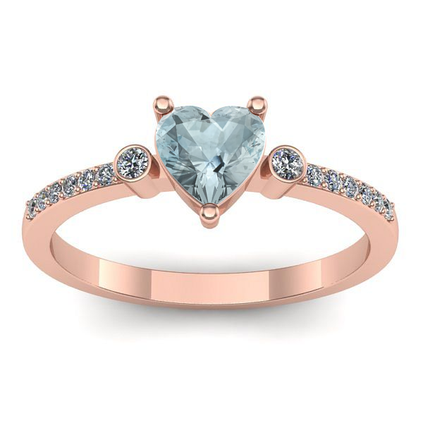 Inel cu aquamarin inima