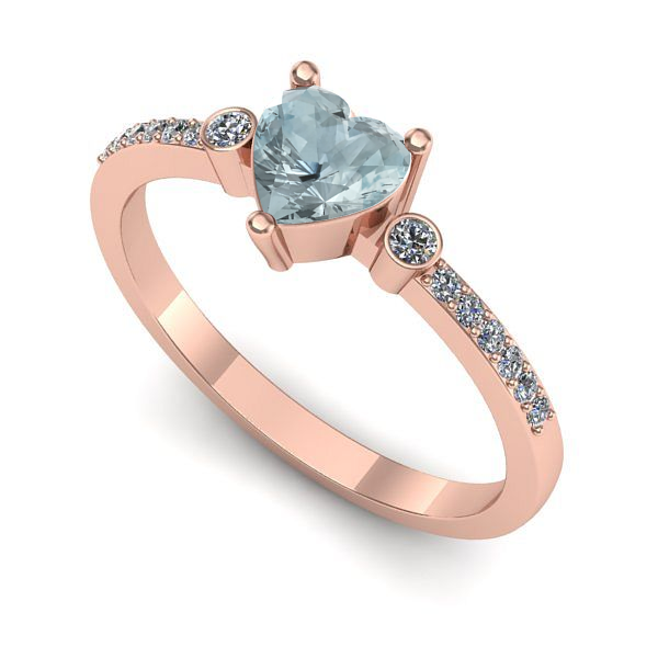 Inel din aur roz cu aquamarin