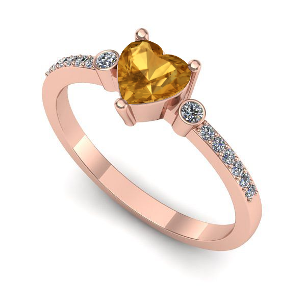 Inel din aur roz cu citrin