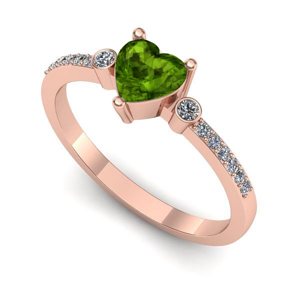 Inel de logodna din aur roz cu peridot