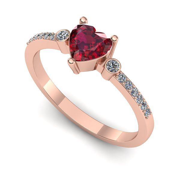 Inel din aur roz cu rubin