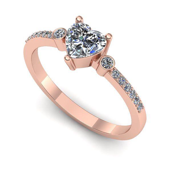 Inel din aur roz cu safir alb