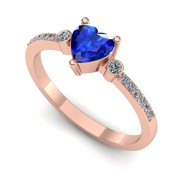 Inel logodna din aur roz cu safir
