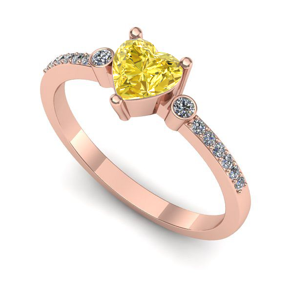 Inel logodna din aur roz cu safir galben