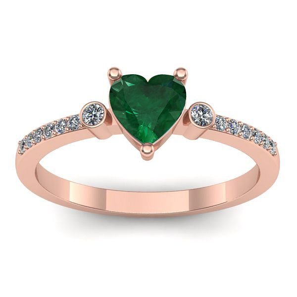 Inel logodna cu smarald inima