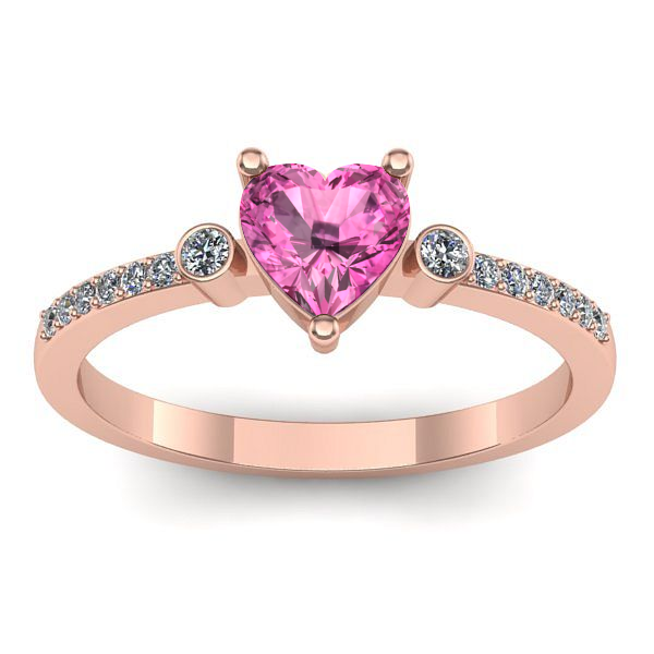 Inel de logodna cu safir roz inima