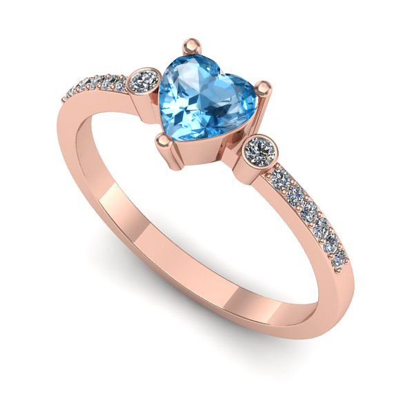 Inel de logodna din aur roz cu topaz blue