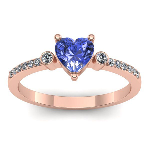 Inel cu tanzanit inima