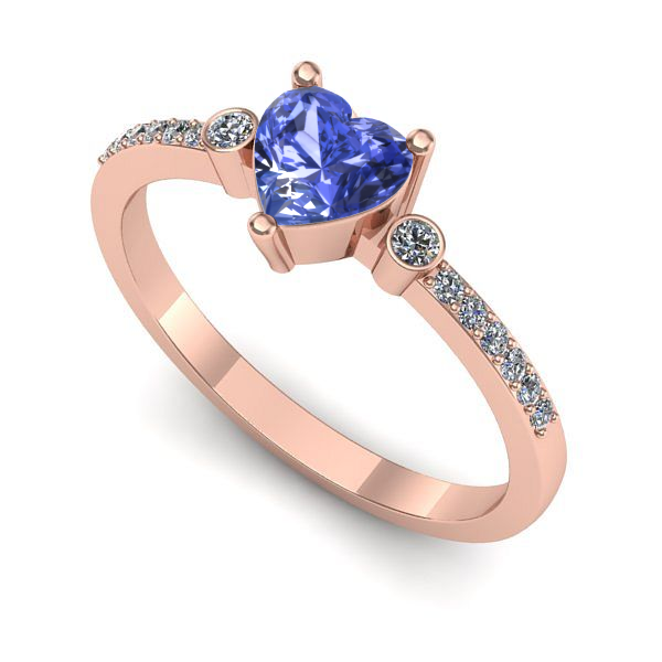 Inel logodna din aur roz cu tanzanit