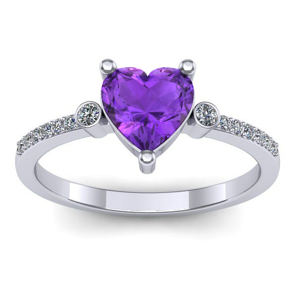 Inel cu ametist inima