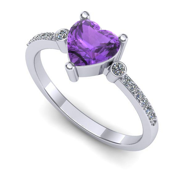 Inel logodna din aur alb cu ametist